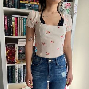 Urban Outfitter floral ribbed bodysuit